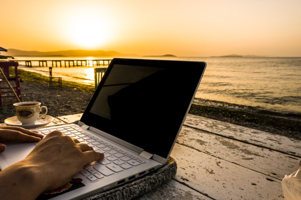 content creation on the beach